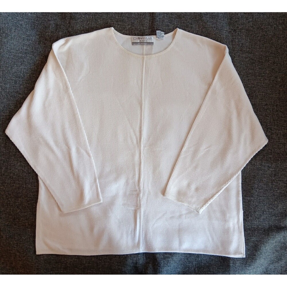 shirt 2XL Women Chinawear Casual Ivory Long Sleeve Thermal Style - Picture 2 of 10